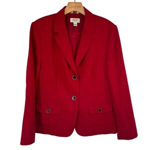 Talbots Red Blazer Jacket Size 14 petite womens Wool stretch career lined